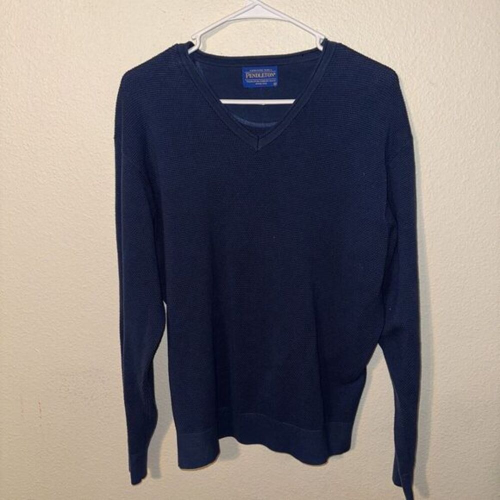 MENS DESIGNER PENDLETON WOOLEN MILLS‎ BLUE VTG 90S PULLOVER COSBY KNIT JUMPER M